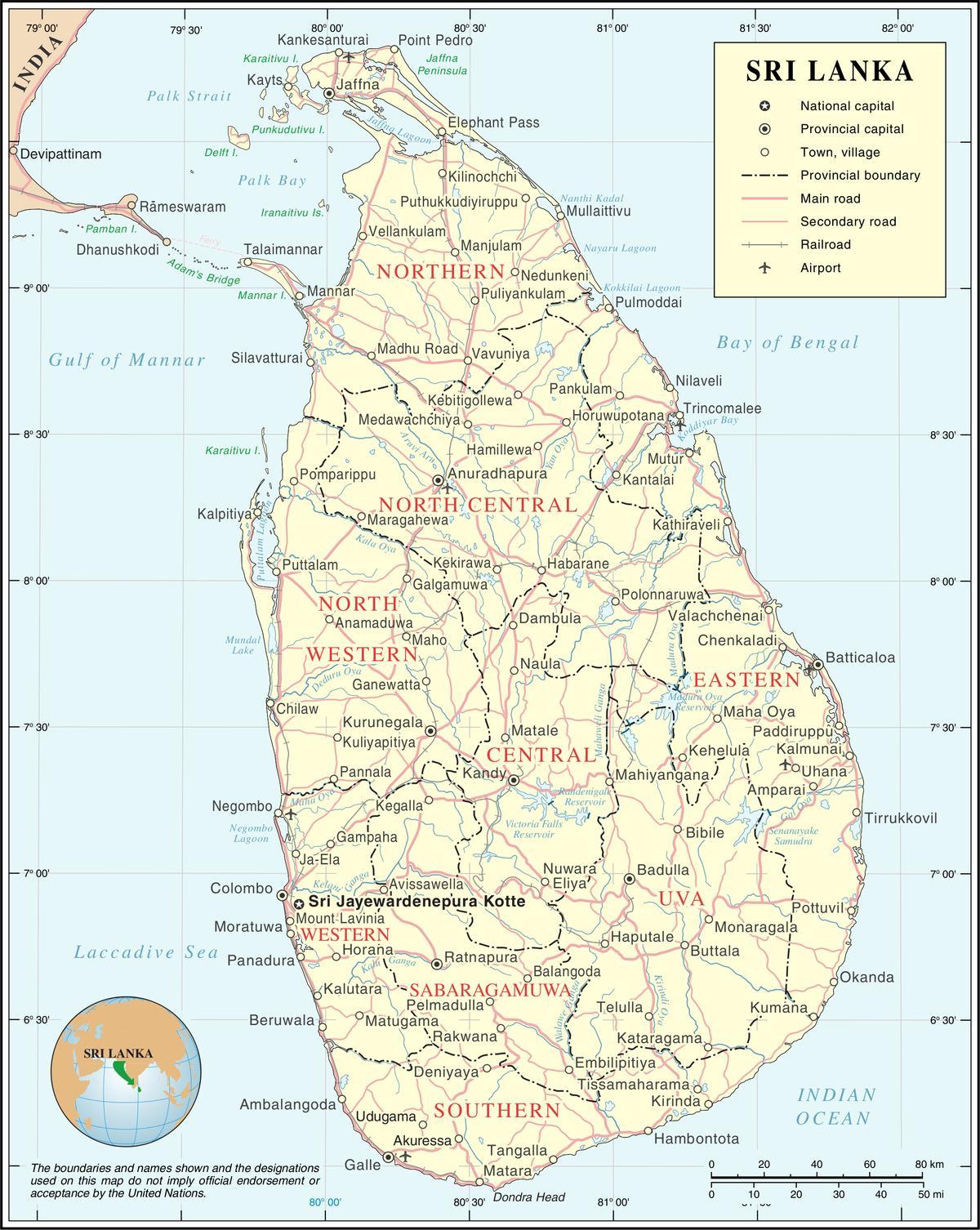 flygplatser Sri Lanka karta