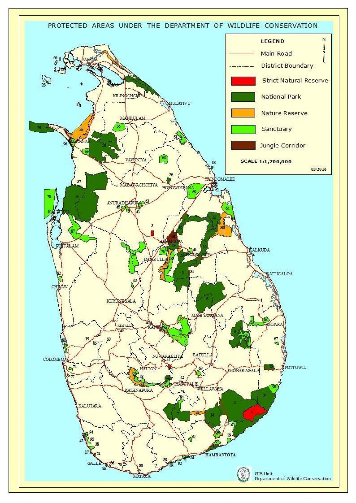 nationalparker Sri Lanka karta