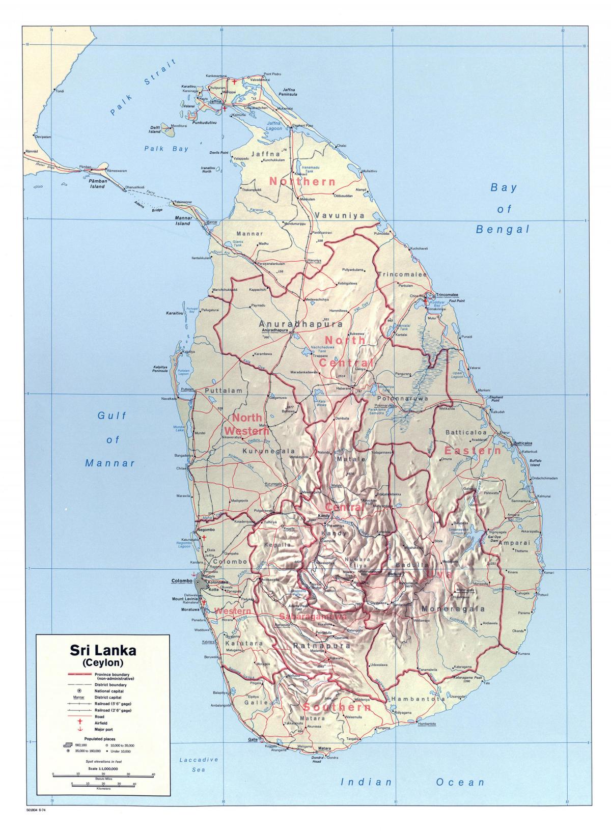 karta över Sri Lanka med städer