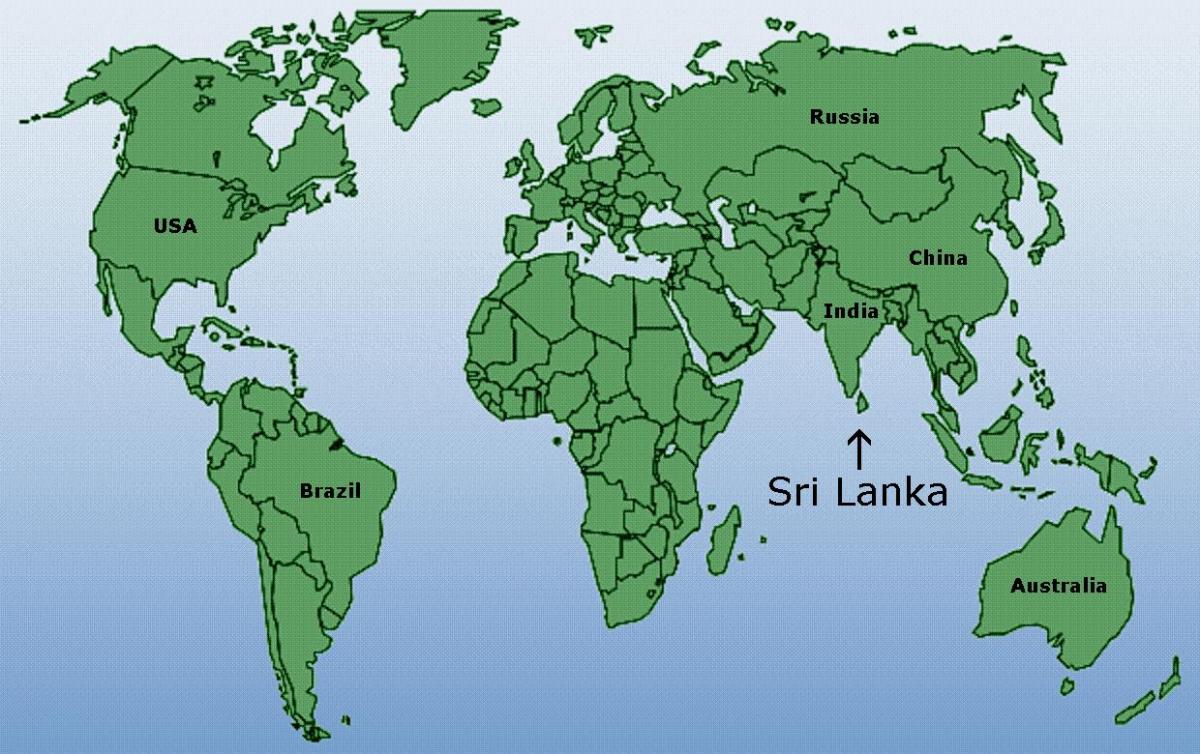 världskarta som visar Sri Lanka