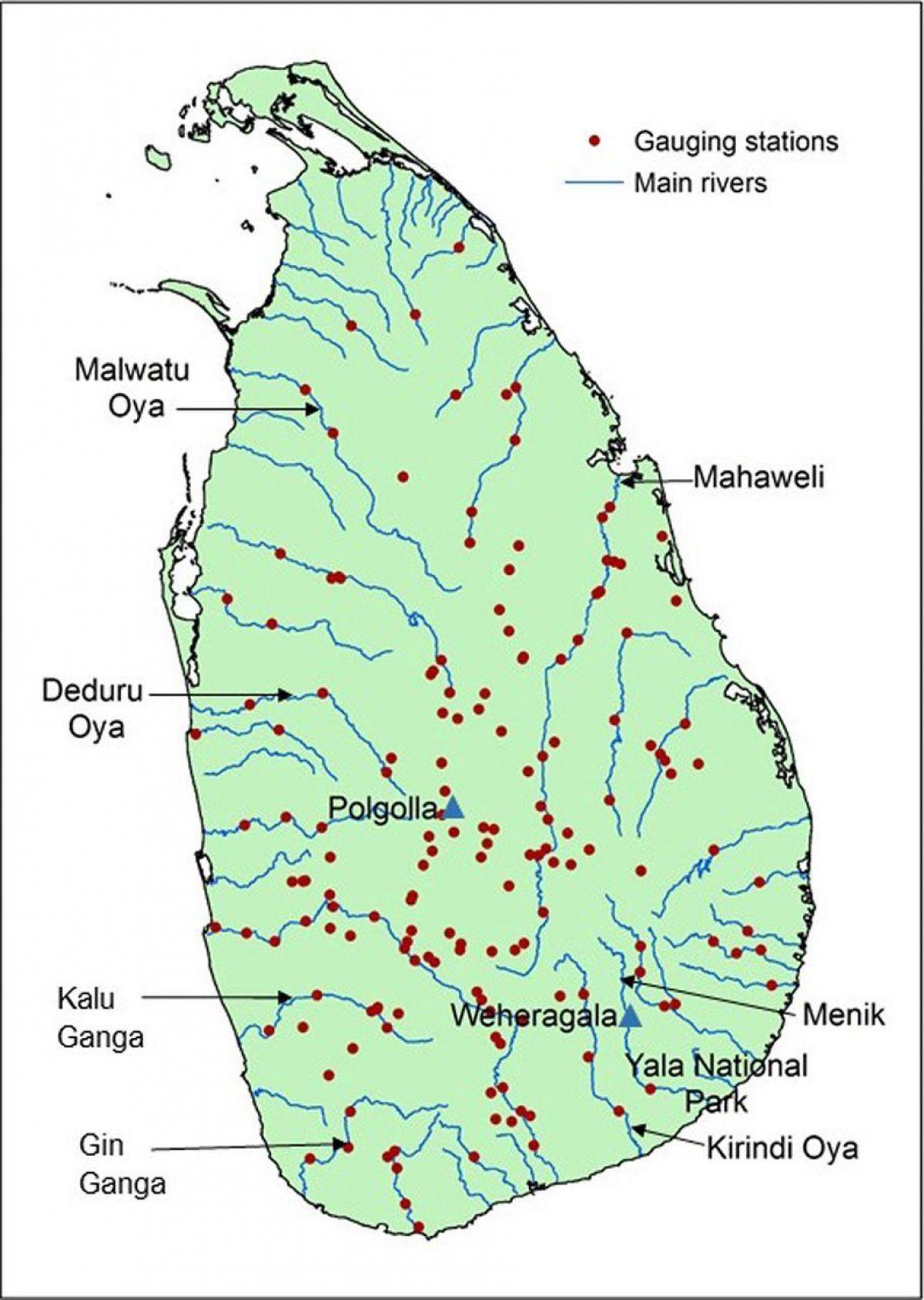 Sri Lanka viktigaste floder karta