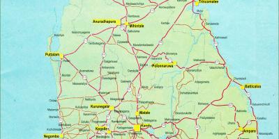 Karta över Sri Lanka karta med avstånd