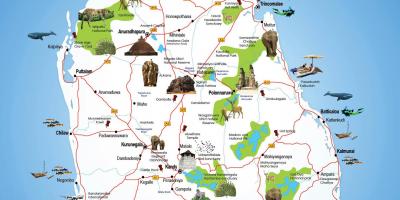 Turist platser i Sri Lanka karta