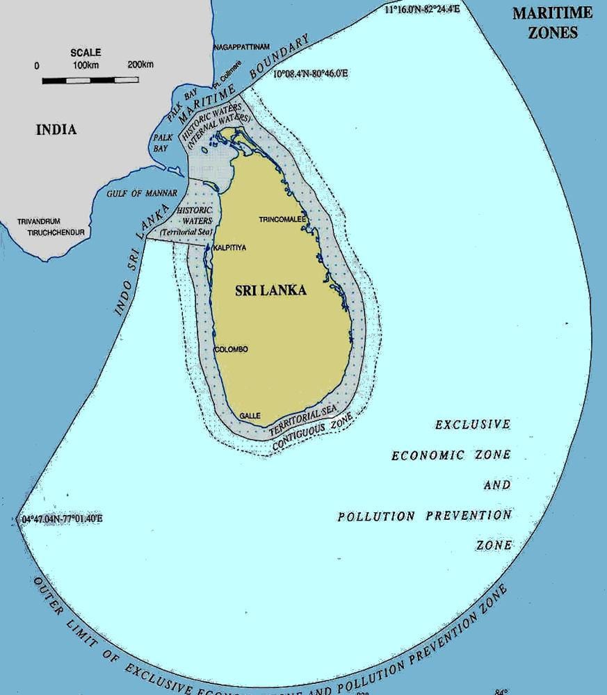 karta över Sri Lanka havet