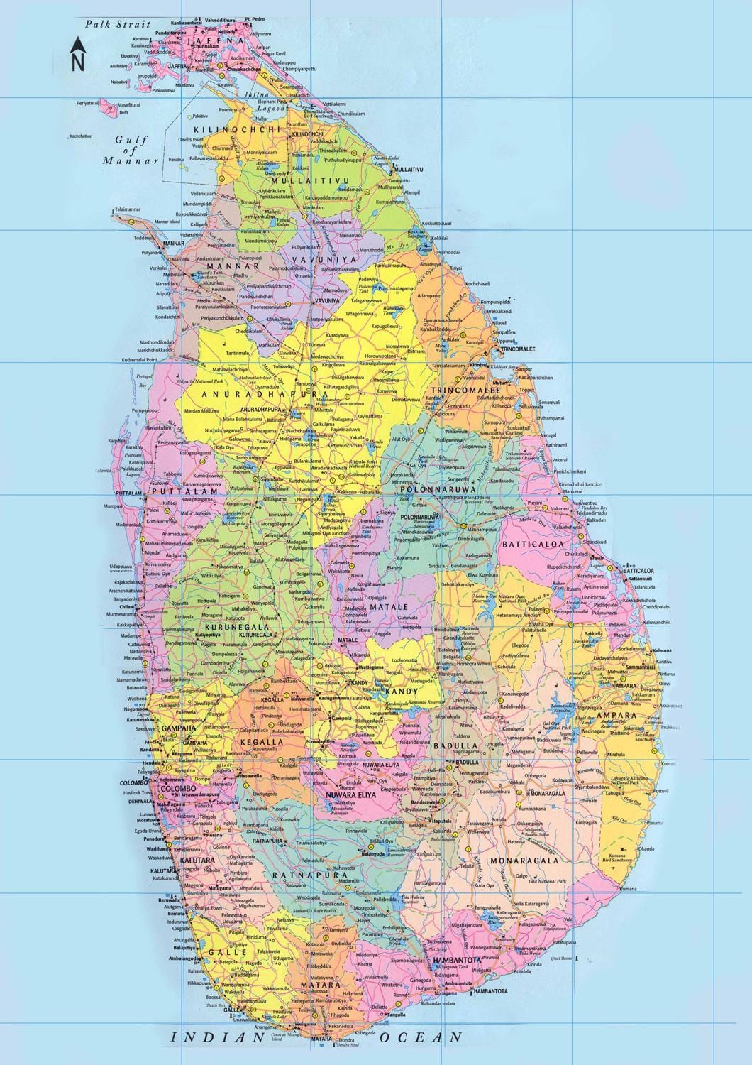 Sri Lanka kilometer karta
