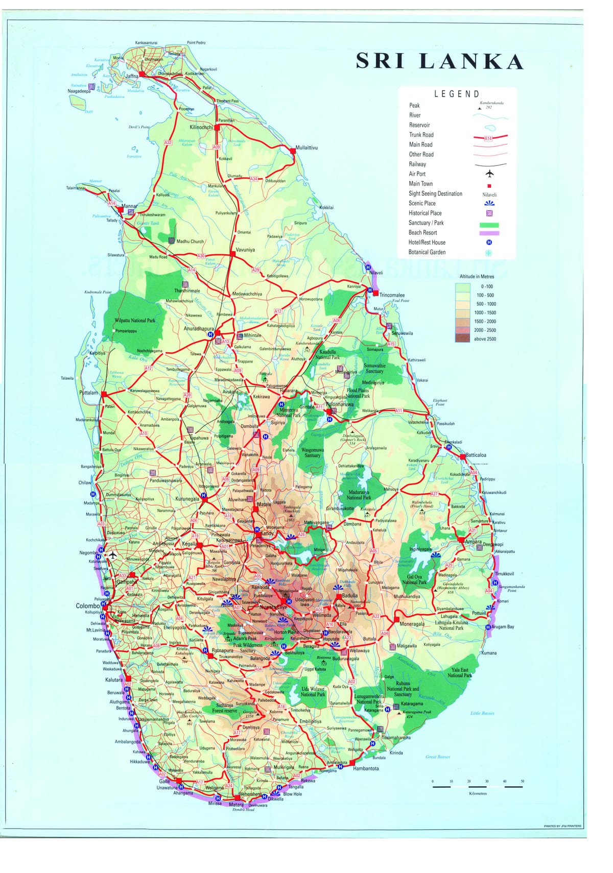 karta över Sri Lanka transport