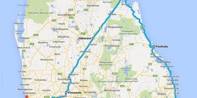 Sri Lanka bästa stränder karta