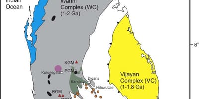 Karta av mineraler i Sri Lanka