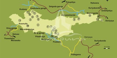 Karta över sinharaja Sri Lanka
