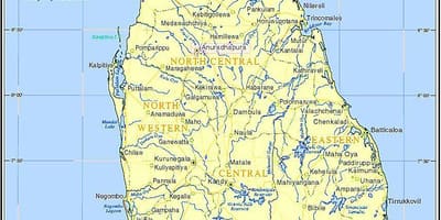 Karta över sjöar i Sri Lanka
