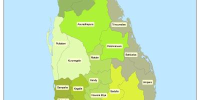 Distriktet i Sri Lanka karta