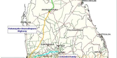 Karta över Sri Lanka expressway