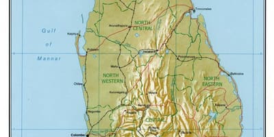 Karta över Sri Lanka vägar med kilometer