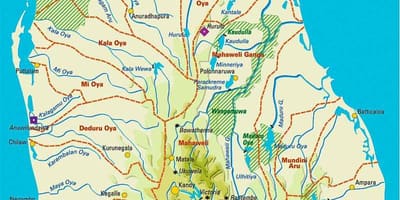 Karta över Sri Lanka geografi