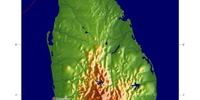 Karta över Sri Lanka höjd