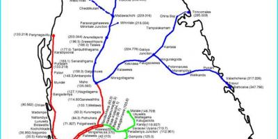 Järnvägen karta Sri Lanka