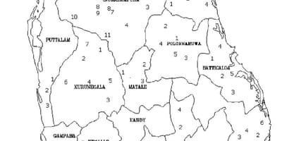 Karta över Sri Lanka karta svart och vit