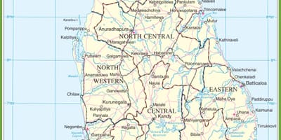 Karta över Sri Lanka politiska