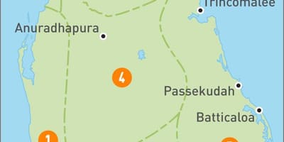 Karta över Sri Lanka regioner