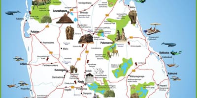 Turist platser i Sri Lanka karta