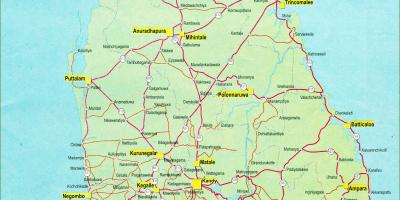 Vägsträckan karta över Sri Lanka