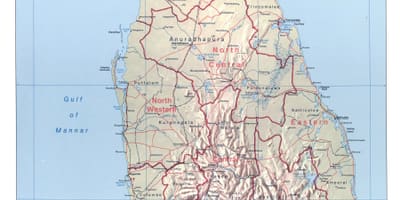 Karta över Sri Lanka med städer