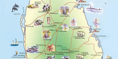 Turistattraktioner Sri Lanka karta