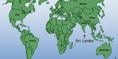Världskarta som visar Sri Lanka