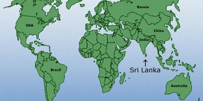 Världskarta som visar Sri Lanka