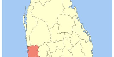 Karta över Sri Lanka västra provinsen