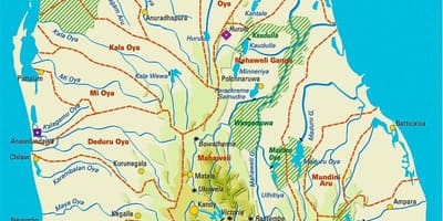 Karta över Sri Lankas reservoarer